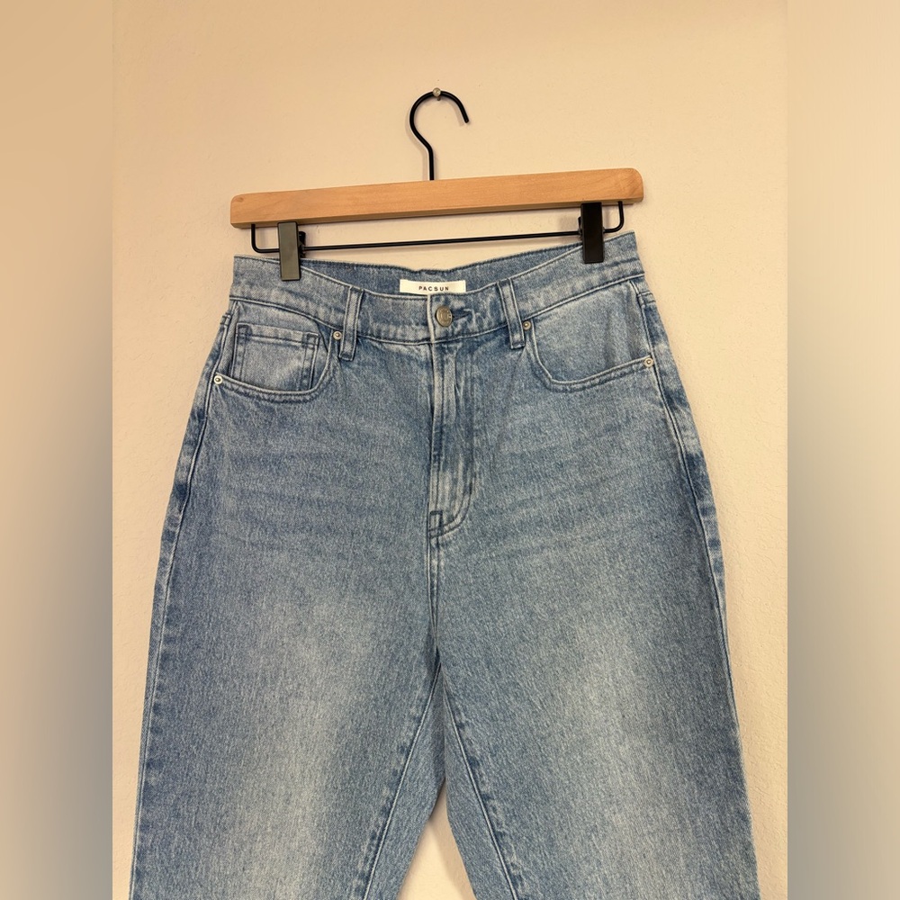PacSun Stretch Icon High Rise Straight Leg Jeans size 27 light wash - Picture 3 of 6